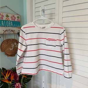 Banana Republic white with stripes long sleeve Tee Shirt
